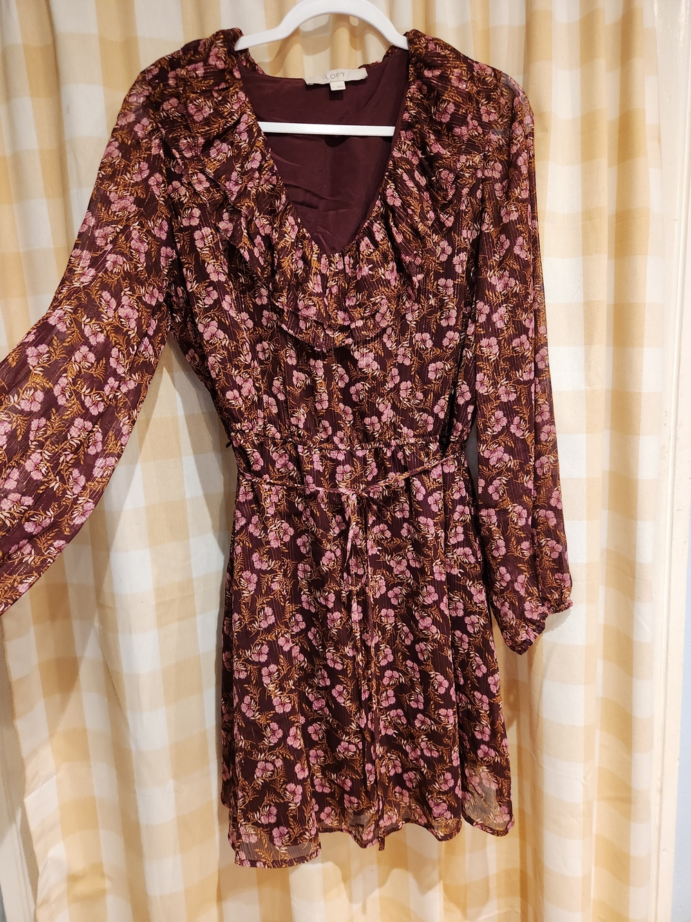 Size L LOFT Burgundy Floral Dress